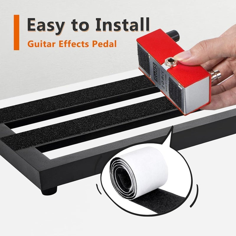 GOGHOST Medium Guitar Pedal Board, 20x8x1.2", Aluminum Alloy Black Effects Pedal Board with Adhesive Hookside Tape - Image 4
